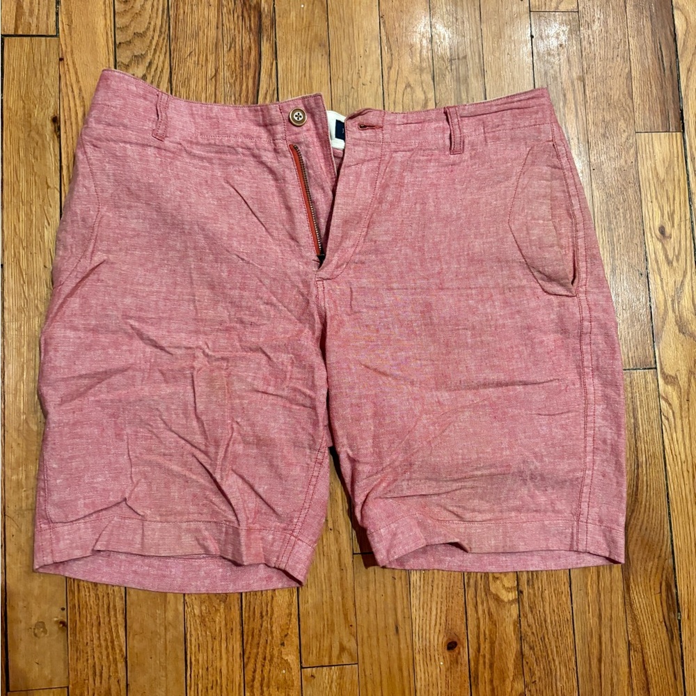 J Crew 9" linen-cotton salmon pink shorts, size 34